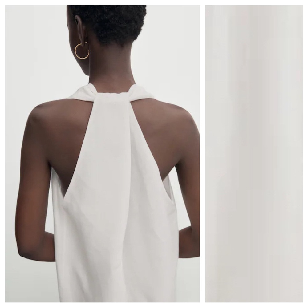 NWT. Massimo Dutti White Midi Dress with Criss-Cross Detail at the Back. Size S. - Picture 4 of 12